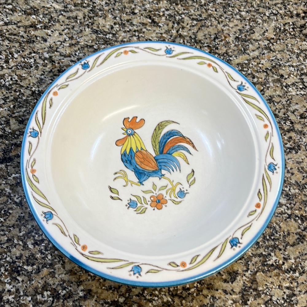Rooster Bleu Poppytrail Large Bowl